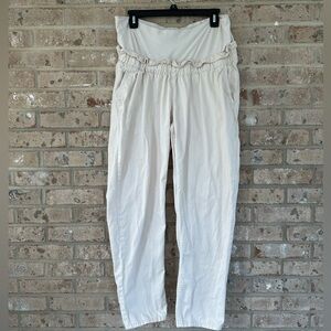 H&M Cream Ruffle Waist Maternity Pants